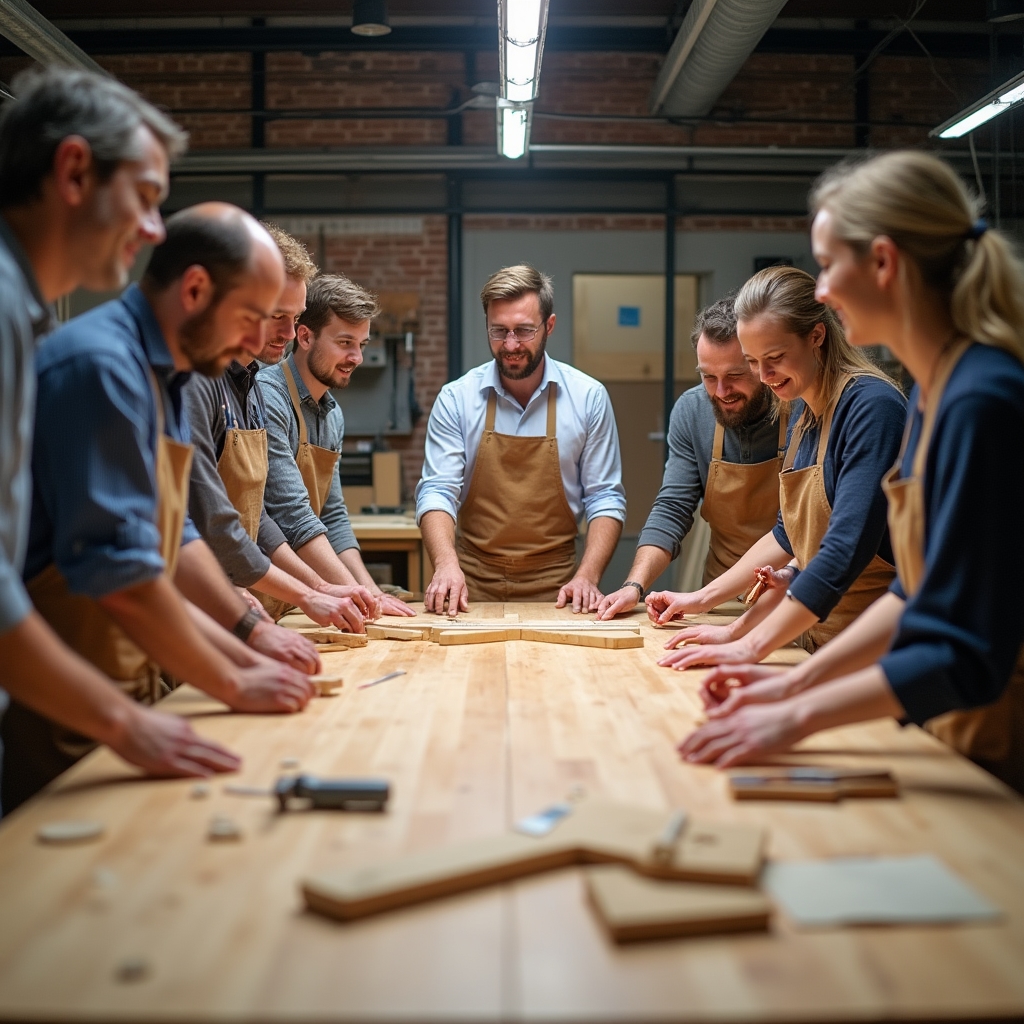 Firemný tím počas remeselného workshopu